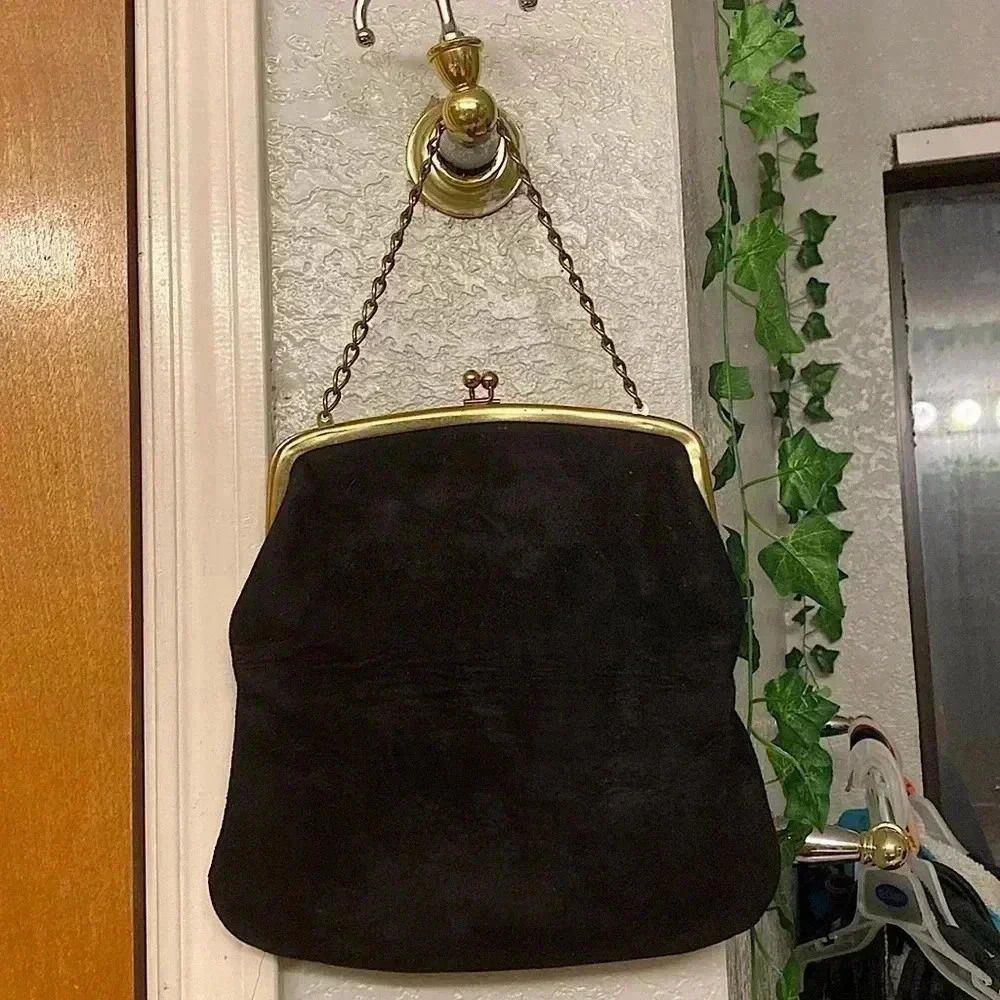 Real Suede Gold Chain Clutch/Coin Purse